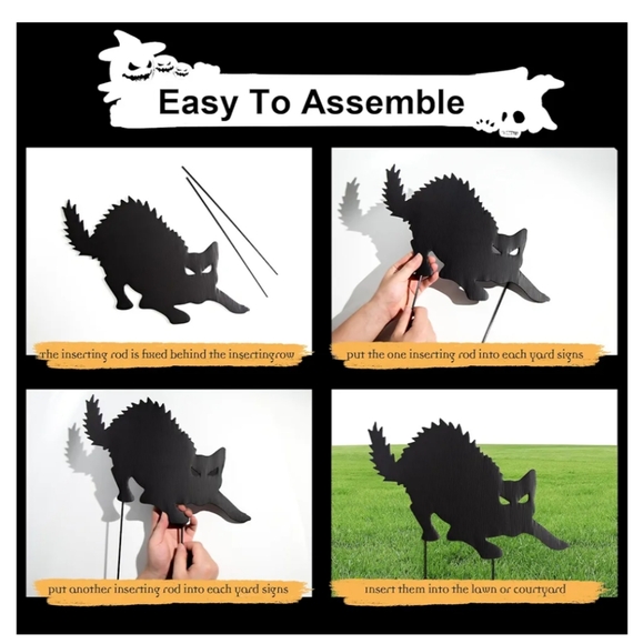 Halloween Decorations - Scary Black Plastic Silhouettes Yard Stakes, New - Picture 3 of 12